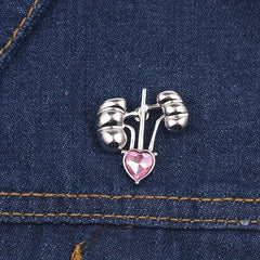 Body Organ Alloy Brooch with Artificial Diamond