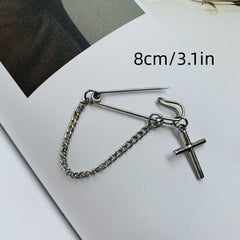Vintage Cross Large Pin Street Style Breast Accessories