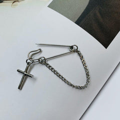 Vintage Cross Large Pin Street Style Breast Accessories