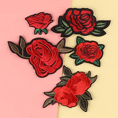 5pcs Rose Embroidery Patches Fabric Art Decor DIY Clothes Accessories