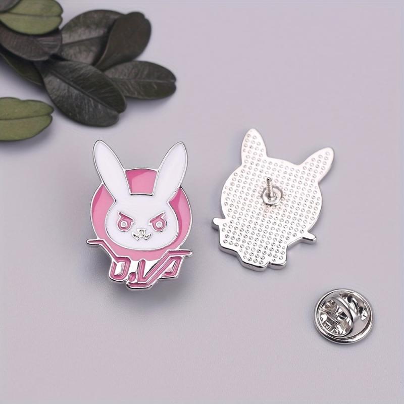 Men's Pink Bunny Brooch, Cartoon Character Backpack Accessory