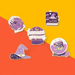 5 Purple Magic Badges Backpack Metal Badges Anti lighting Brooch Accessories