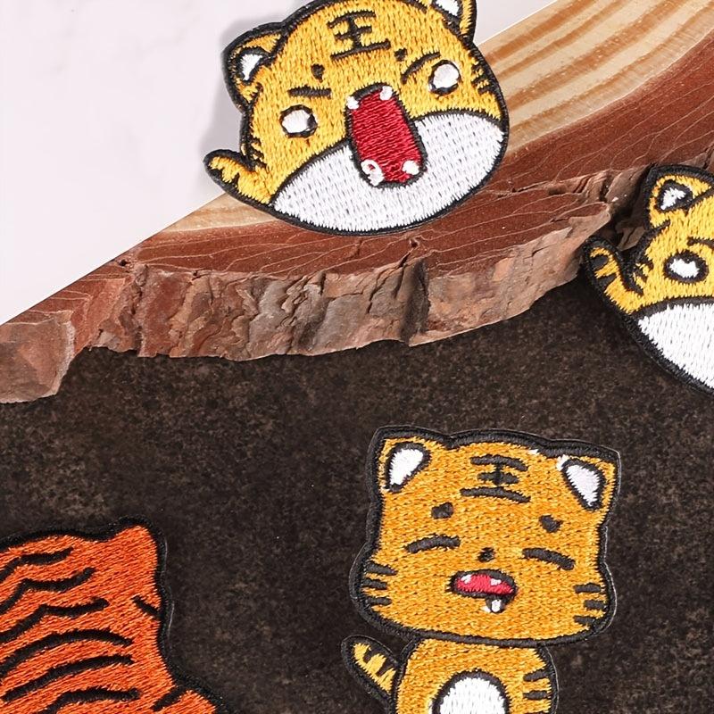 6pcs Tiger Embroidery Patches Fabric DIY Clothes Accessories