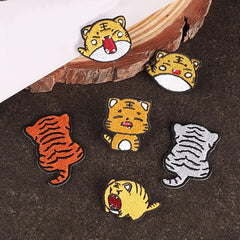 6pcs Tiger Embroidery Patches Fabric DIY Clothes Accessories