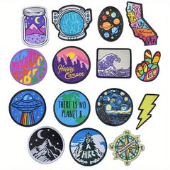 15pcs Assorted Embroidered Iron Patches Applique Clothes Dress Plant