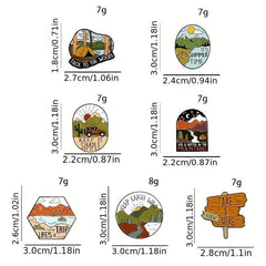 Outdoor Travel Alloy Brooch Road Signs Mountains Rivers Lakes Pin