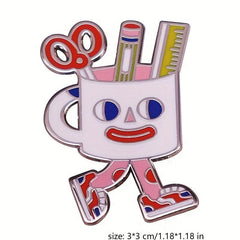 Cartoon Pen Holder Brooch Stationery Storage Box