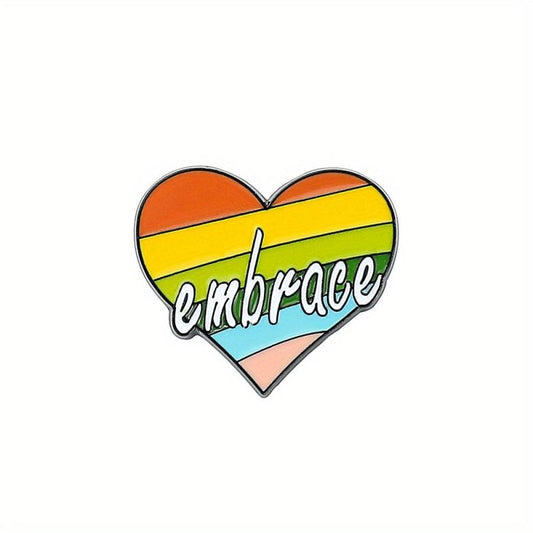 Rainbow Heart Enamel Brooch for Bags Jackets Hats Scarves Pants