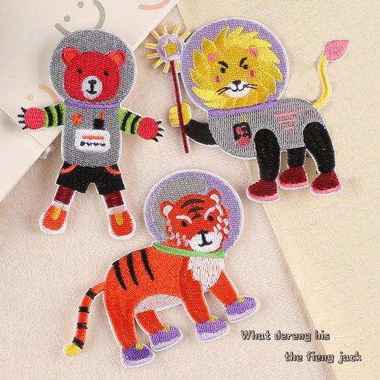 3pcs Space Animal Patches for DIY Clothes Decor