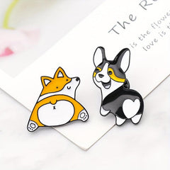 Dog Husky Shiba Inu Raised Butt Love Oil Heart Brooch Collar Pin Alloy Badge