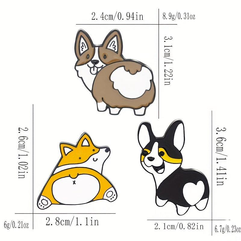 Dog Husky Shiba Inu Raised Butt Love Oil Heart Brooch Collar Pin Alloy Badge