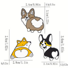 Dog Husky Shiba Inu Raised Butt Love Oil Heart Brooch Collar Pin Alloy Badge