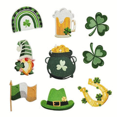 9pcs Green Sew On Embroidered Patches Applique Repair Patch DIY Crafts Decor