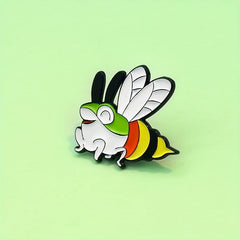 Bee to Frog Enamel Brooch for Backpacks Jackets Hats Scarves Pants