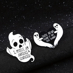 4pcs Ghost Oil Drop Alloy Brooches Creative Shirt Collar Ghost Pin
