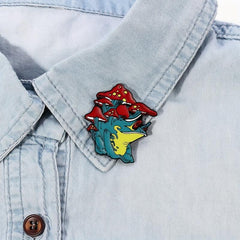 Frog Mushroom Enamel Brooch Backpacks Jackets Hats Scarves Pants Pins
