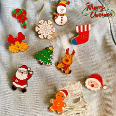 Christmas Pins Denim Shirt Accessories