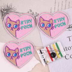 4pcs Pink Kitten Patches DIY Iron on Cloth Stickers