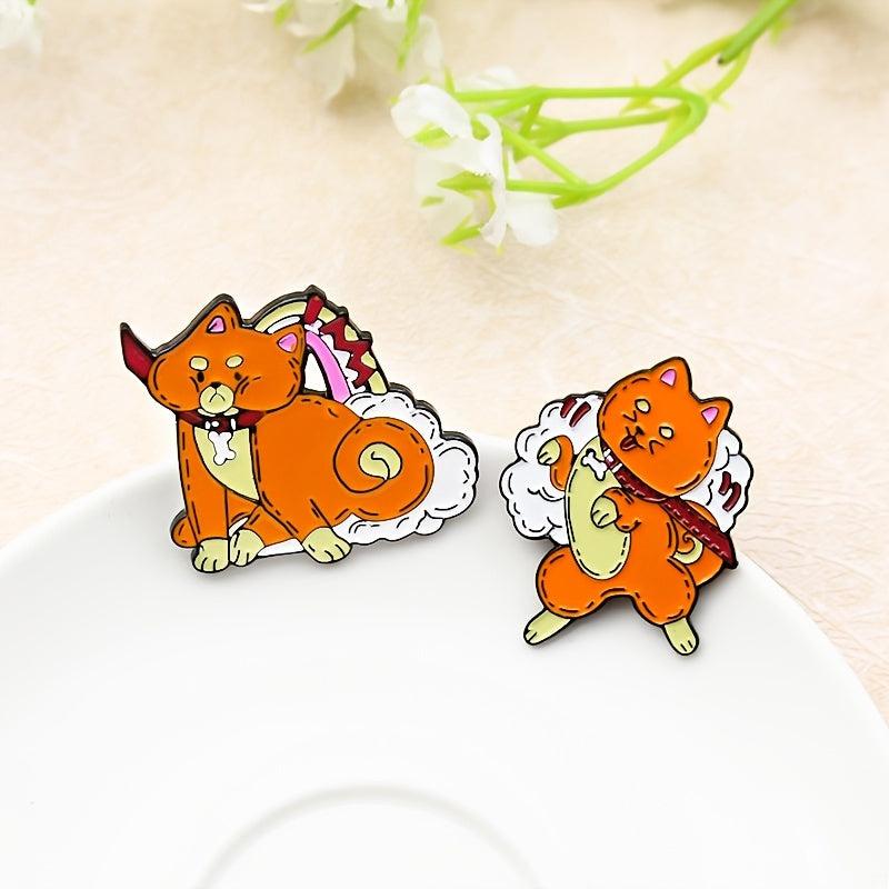 Orange Dog Brooch Pin
