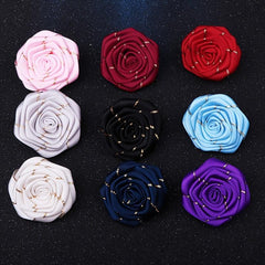 Men's Fabric Rose Flower Brooch Tassel Corsage