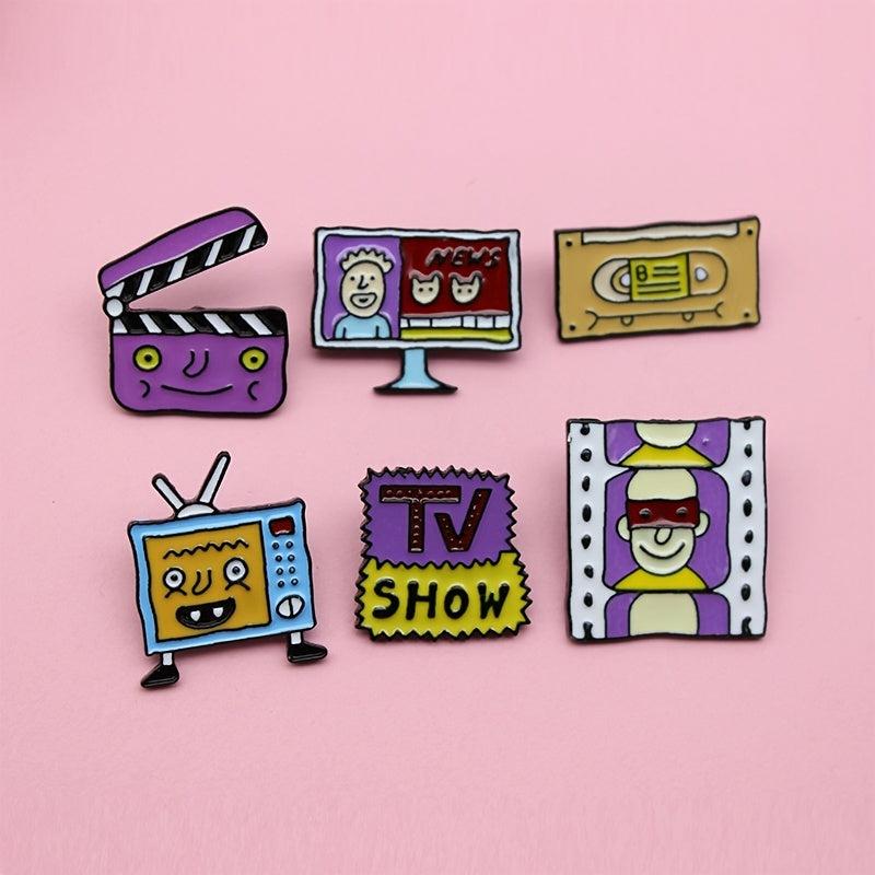 TV Film Photo Frame Magnetic Tape Playing Board Cartoon Brooch