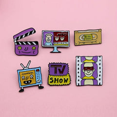 TV Film Photo Frame Magnetic Tape Playing Board Cartoon Brooch