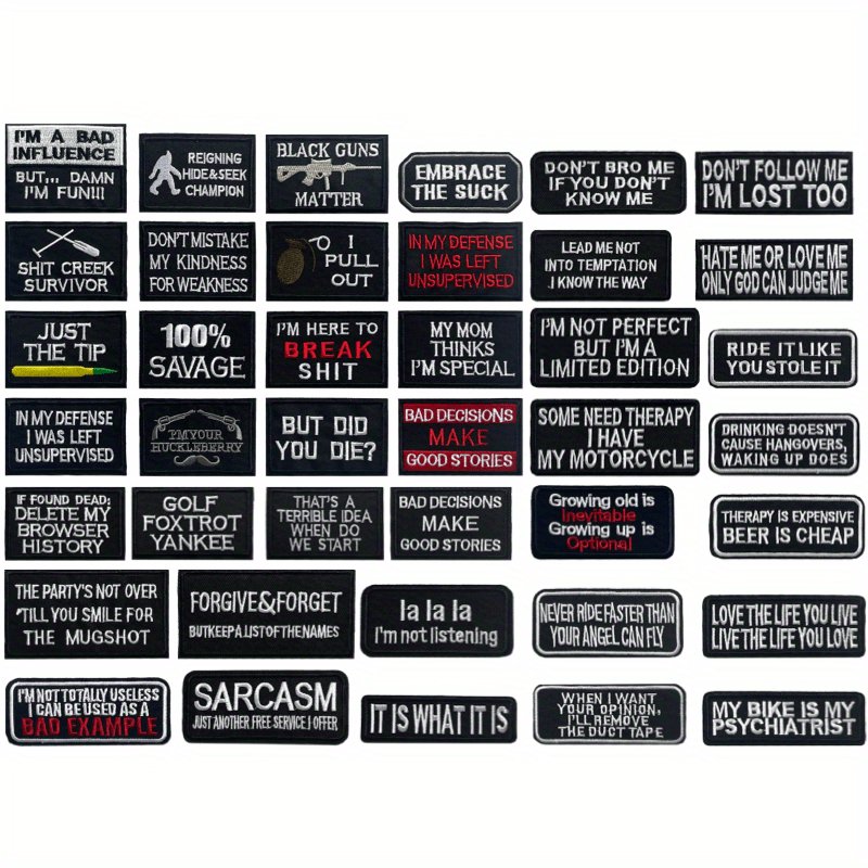 40pcs English Letter Embroidery Patches For Men Fashionable Arm Patches