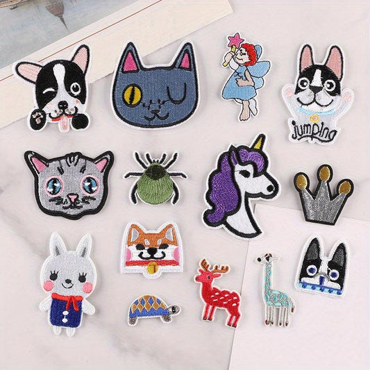 14pcs Cartoon Animal Embroidery Patches for Girls Clothing DIY