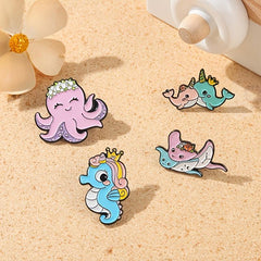 Men's Marine Animal Pattern Pink Pin