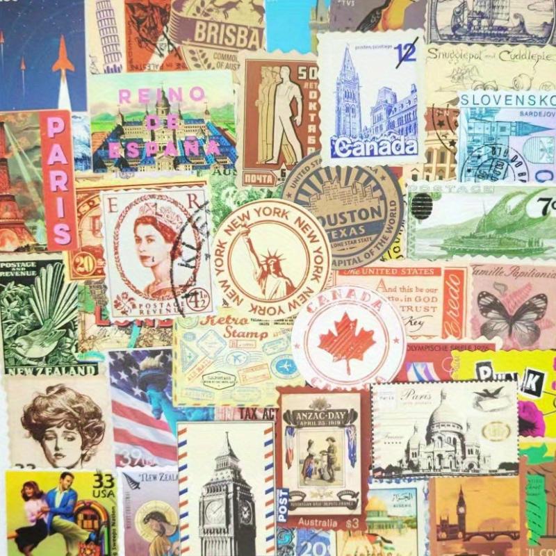 50pcs Vintage Travel Stamp Waterproof Vinyl Stickers Pack