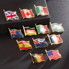 World Flags Lapel Pins For Men Wave Droplet Flag Badges Alloy Medals Brooches
