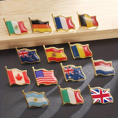 World Flags Lapel Pins For Men Wave Droplet Flag Badges Alloy Medals Brooches