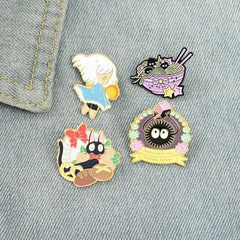 Cartoon Enamel Pin Girl And Cat Brooch