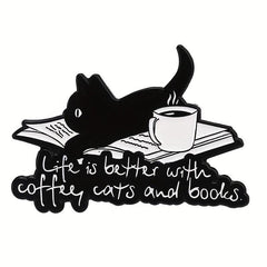 Aluminum Cat Coffee Brooch