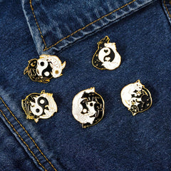 Yin Yang Eight Trigrams Enamel Pins Lucky Koi Brooch