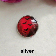Blood And Bat Glass Brooch Dracula Witchcraft Round Brooch