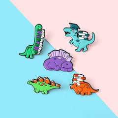 Dino Enamel Lapel Pin Backpack Clothing Hat Brooch Jewelry