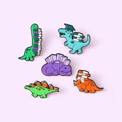 Dino Enamel Lapel Pin Backpack Clothing Hat Brooch Jewelry