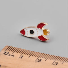 Cartoon Rocket Brooch Mini Enamel Pin Backpack Clothing Accessories