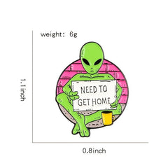 Funny Alien E T Enamel Pin Set - Cartoon Green Alien Print - Anime Pins Gift