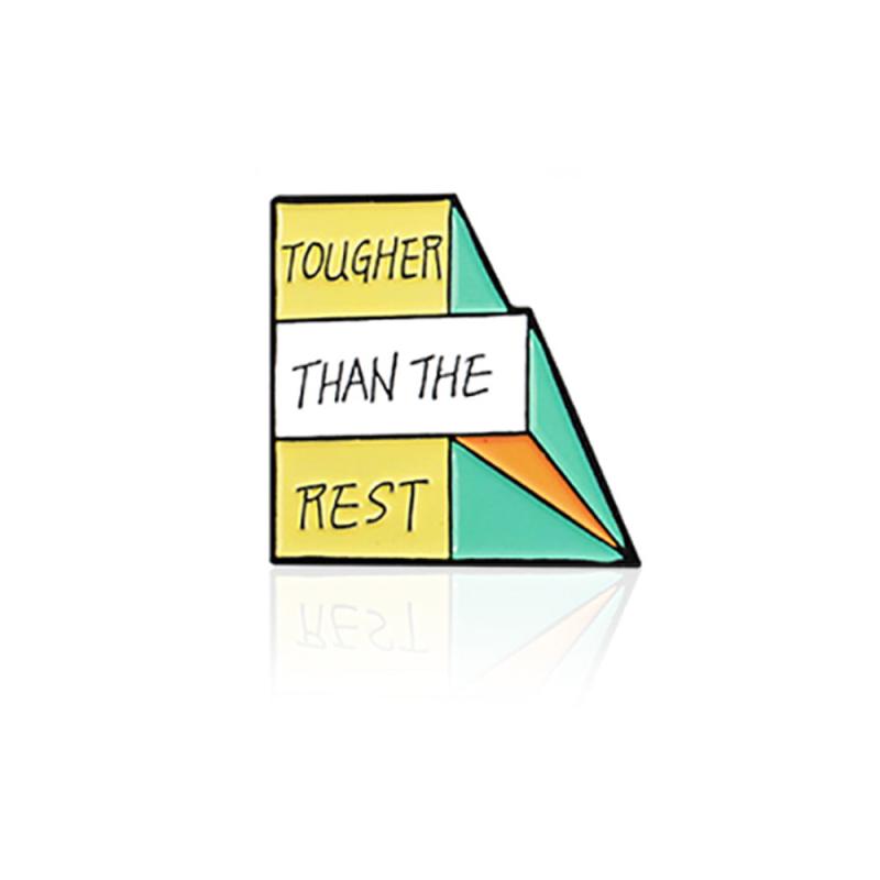 Geometric Step Brooch for Men - Colored Letter Print