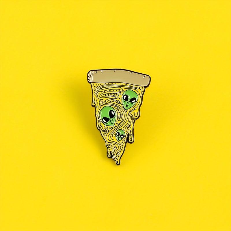Triangle Alien Pizza Enamel Brooch