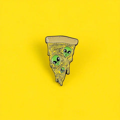 Triangle Alien Pizza Enamel Brooch