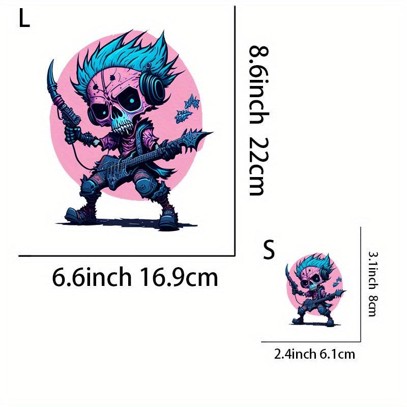 Cyberpunk Rock Skull Iron-on Transfer Stickers - Music Theme