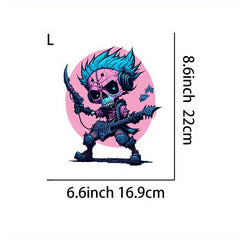 Cyberpunk Rock Skull Iron-on Transfer Stickers - Music Theme