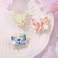 Butterfly Enamel Pin Flower Floral Plant Insect Animal Wings Brooch Women