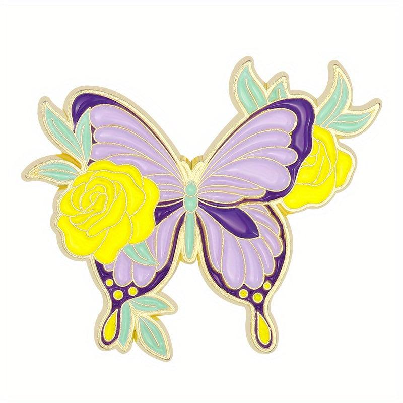 Butterfly Enamel Pin Flower Floral Plant Insect Animal Wings Brooch Women
