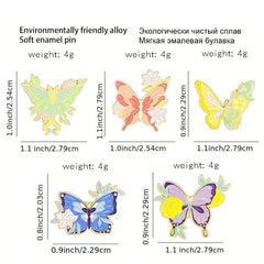 Butterfly Enamel Pin Flower Floral Plant Insect Animal Wings Brooch Women