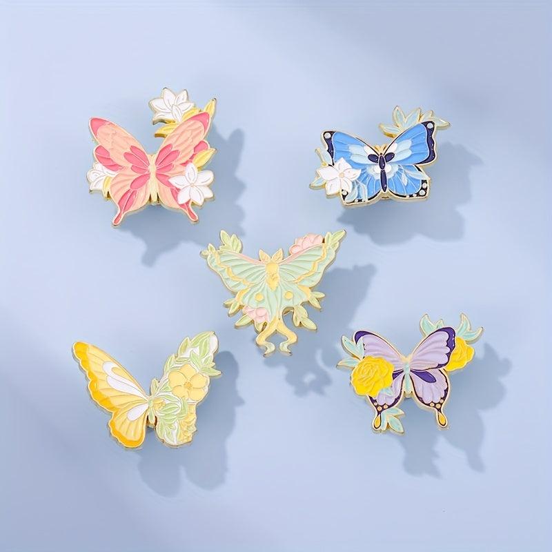 Butterfly Enamel Pin Flower Floral Plant Insect Animal Wings Brooch Women