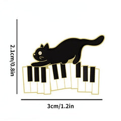 Cat Piano Notes Brooch Buttons & Pins Aluminum Alloy